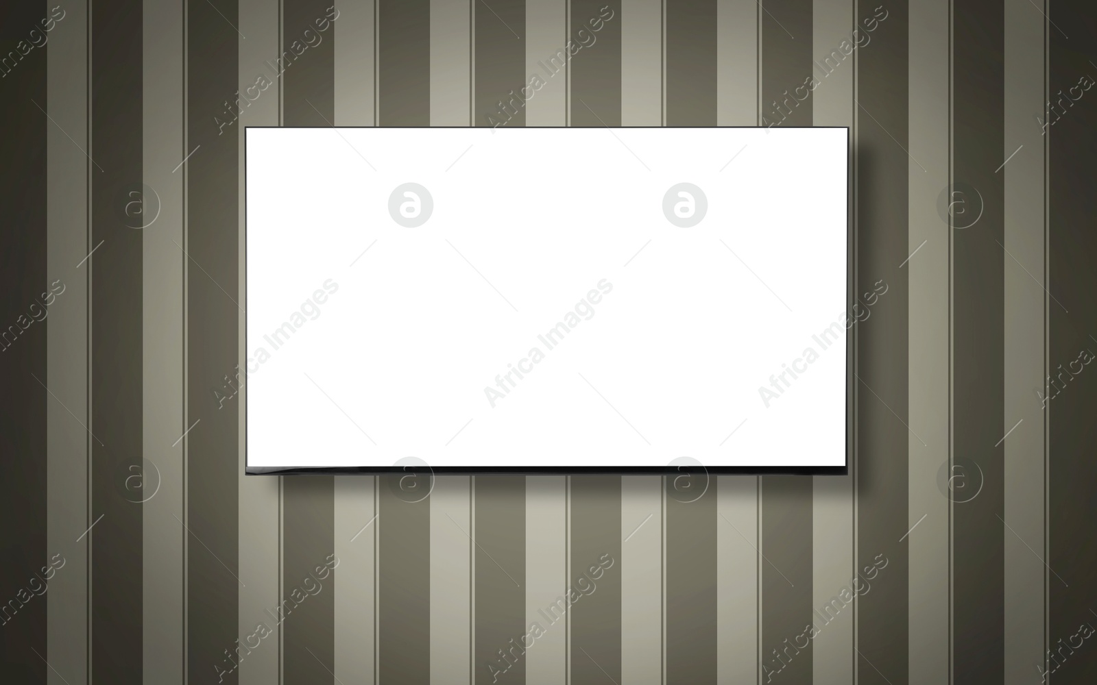 Image of Tv set with white screen mounted on wall