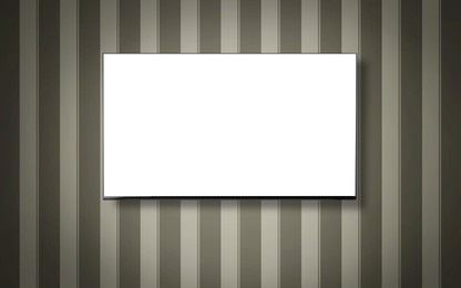 Image of Tv set with white screen mounted on wall