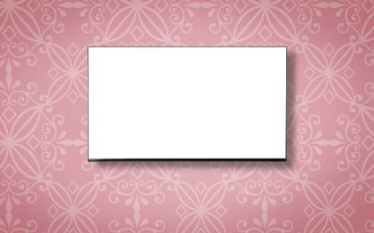 Image of Tv set with white screen mounted on wall