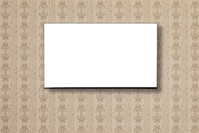 Image of Tv set with white screen mounted on wall