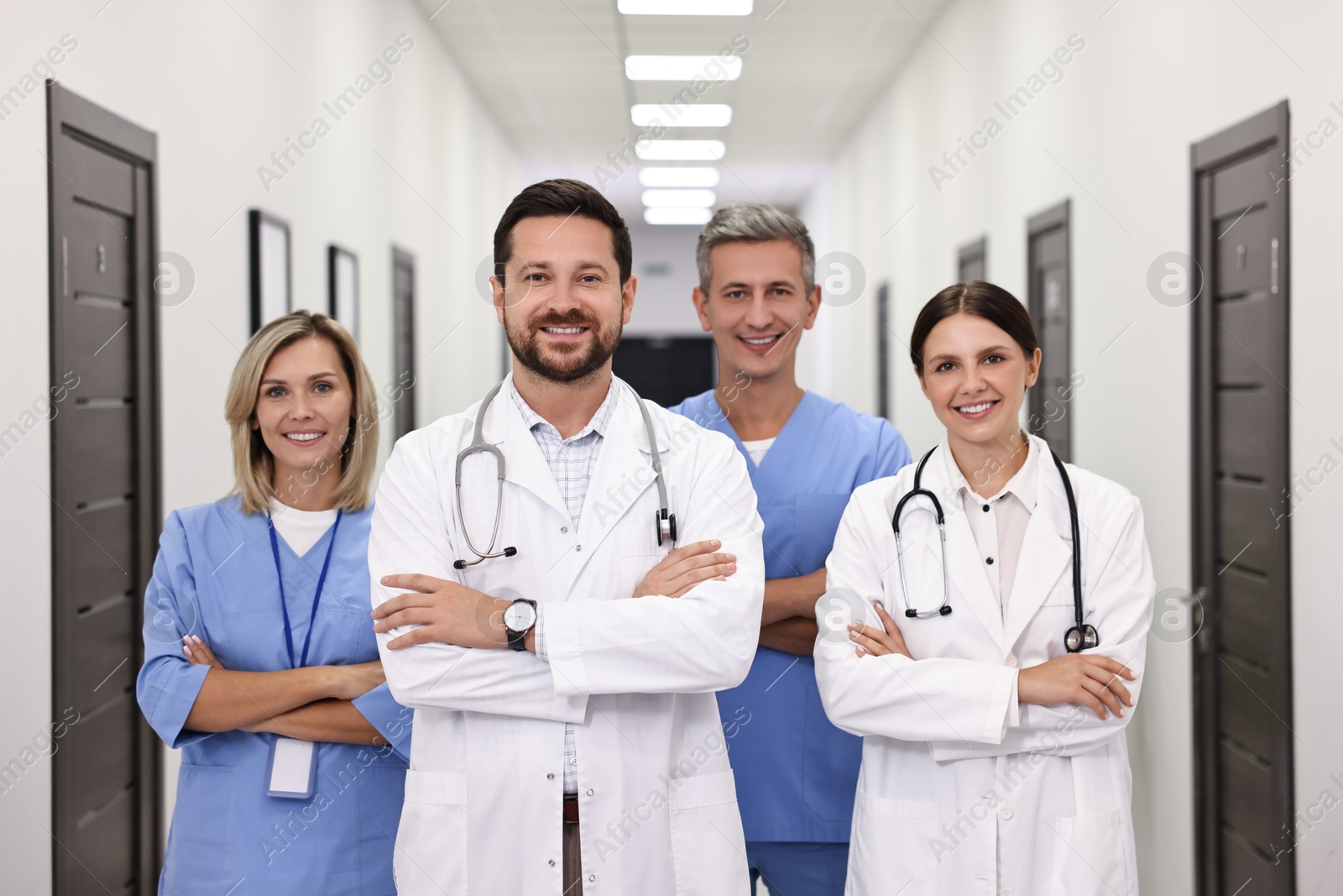 Photo of Portrait of smiling healthcare workers in hospital