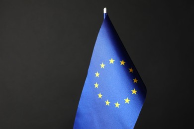 Photo of One flag of European Union on black background