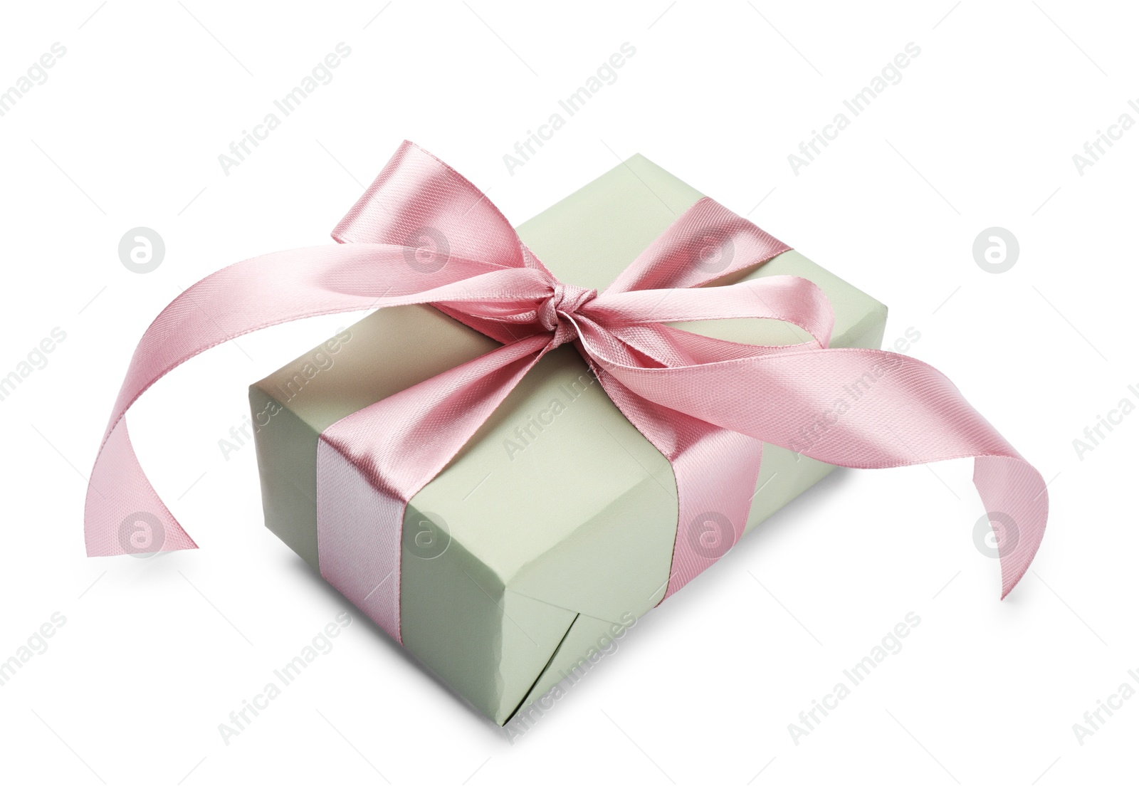 Photo of Beautiful gift box with pink bow isolated on white