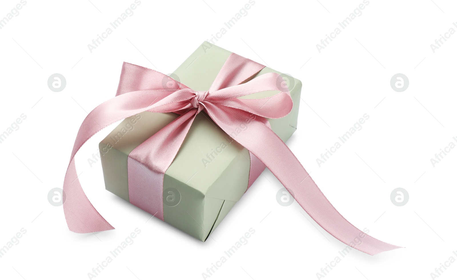 Photo of Beautiful gift box with pink bow isolated on white