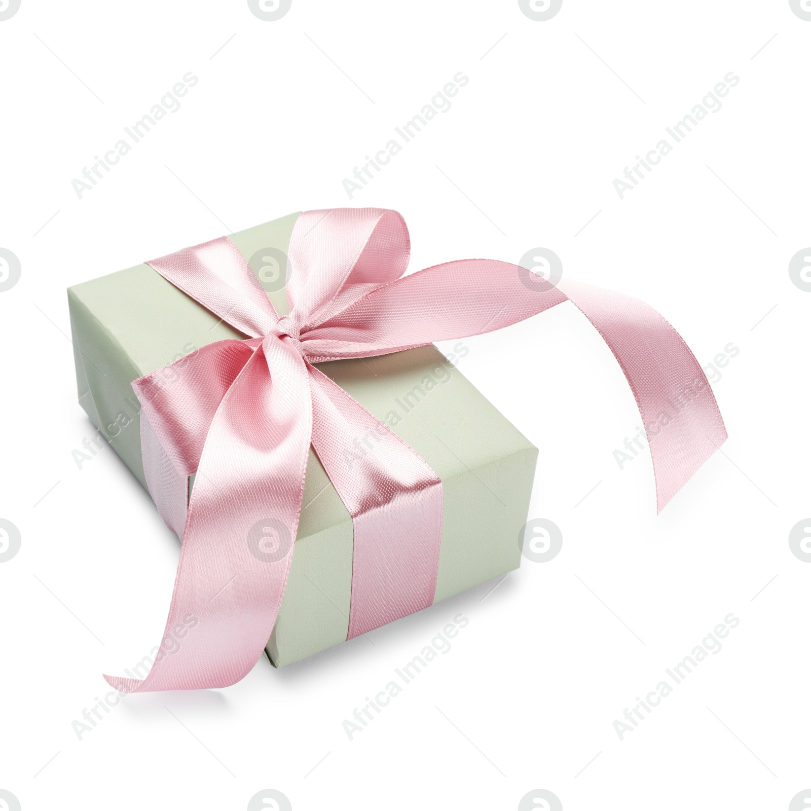 Photo of Beautiful gift box with pink bow isolated on white