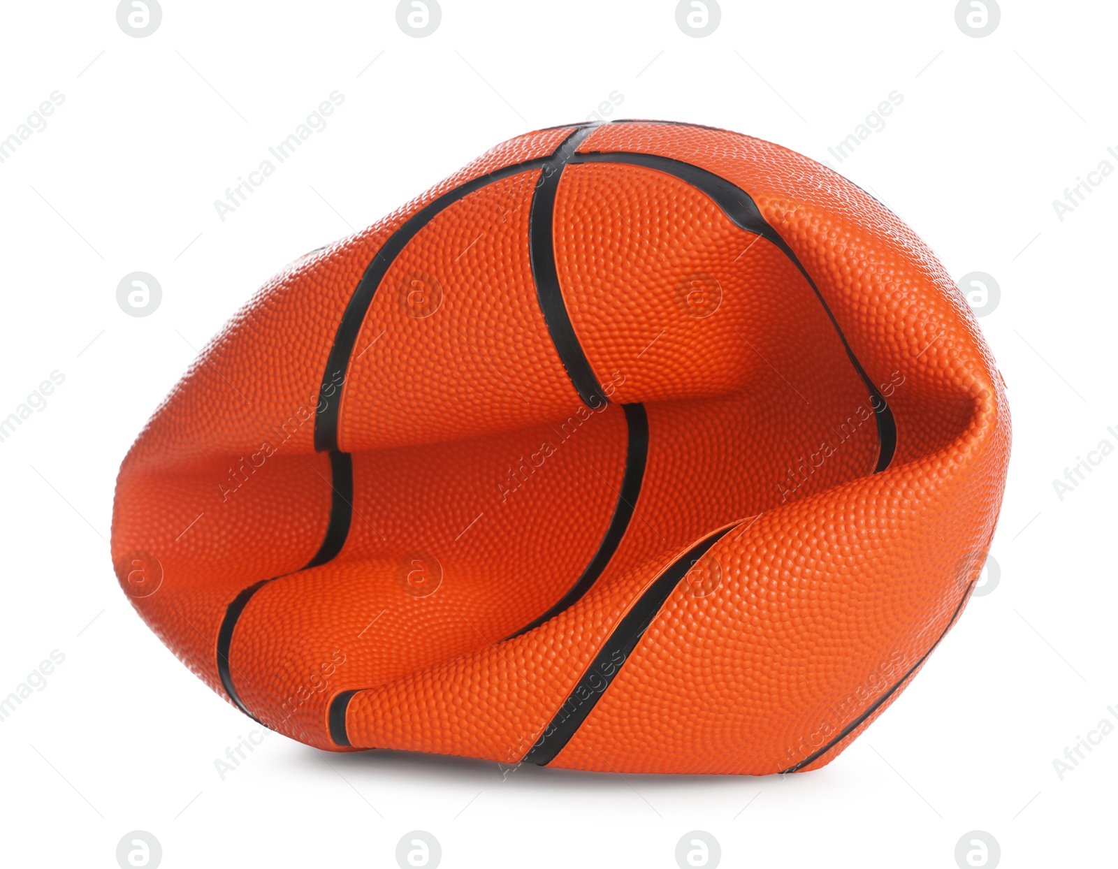 Photo of One deflated basketball ball isolated on white