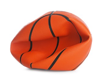 Photo of One deflated basketball ball isolated on white