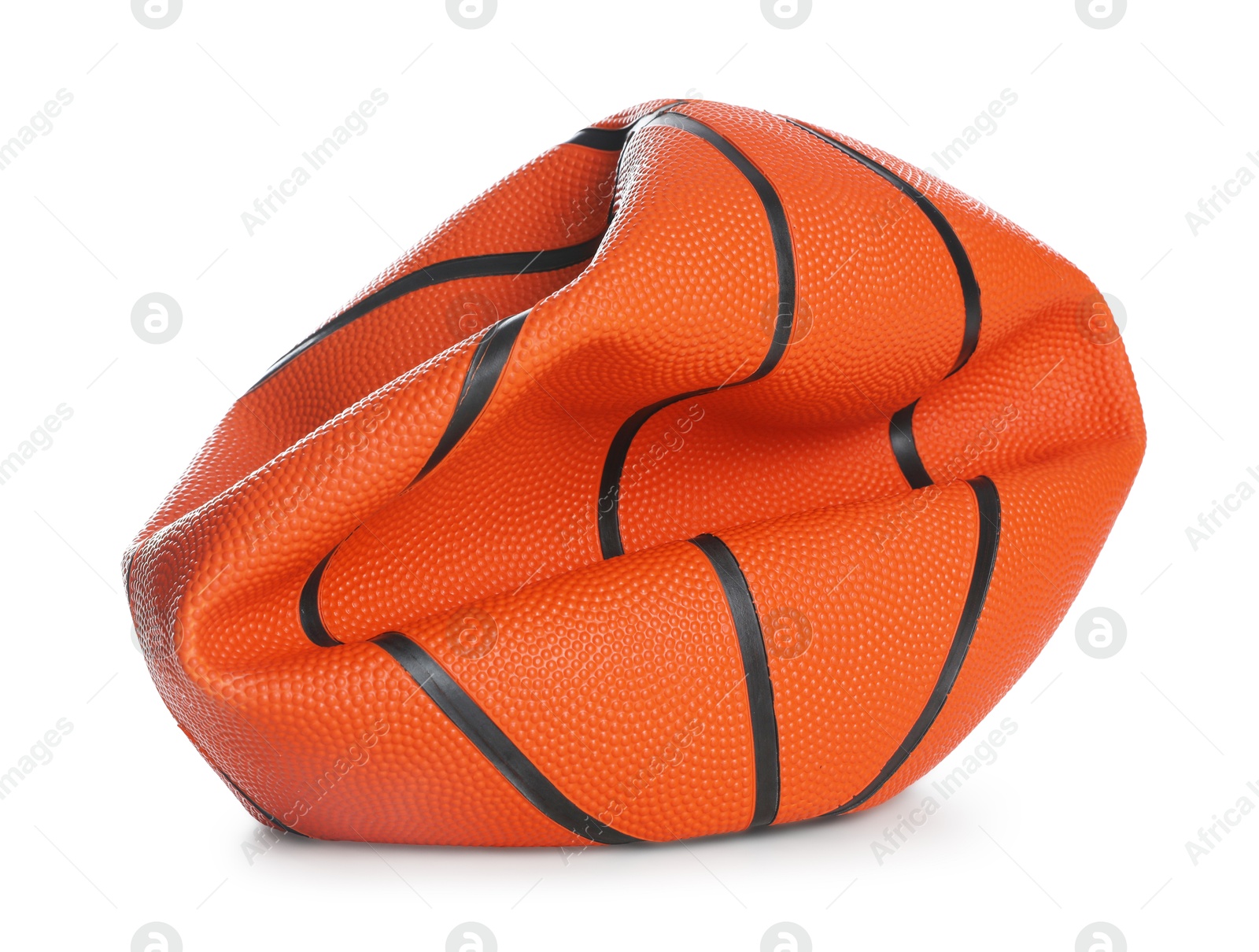 Photo of One deflated basketball ball isolated on white