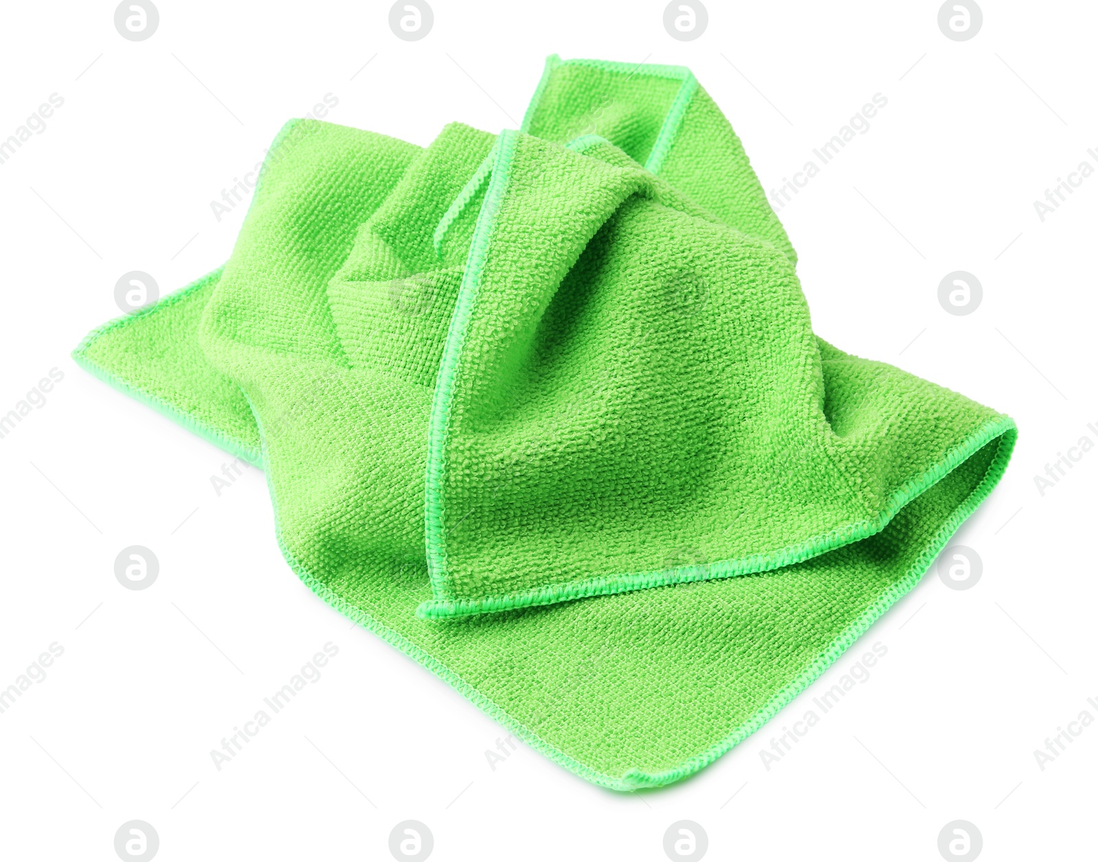 Photo of Clean green microfiber cloth isolated on white