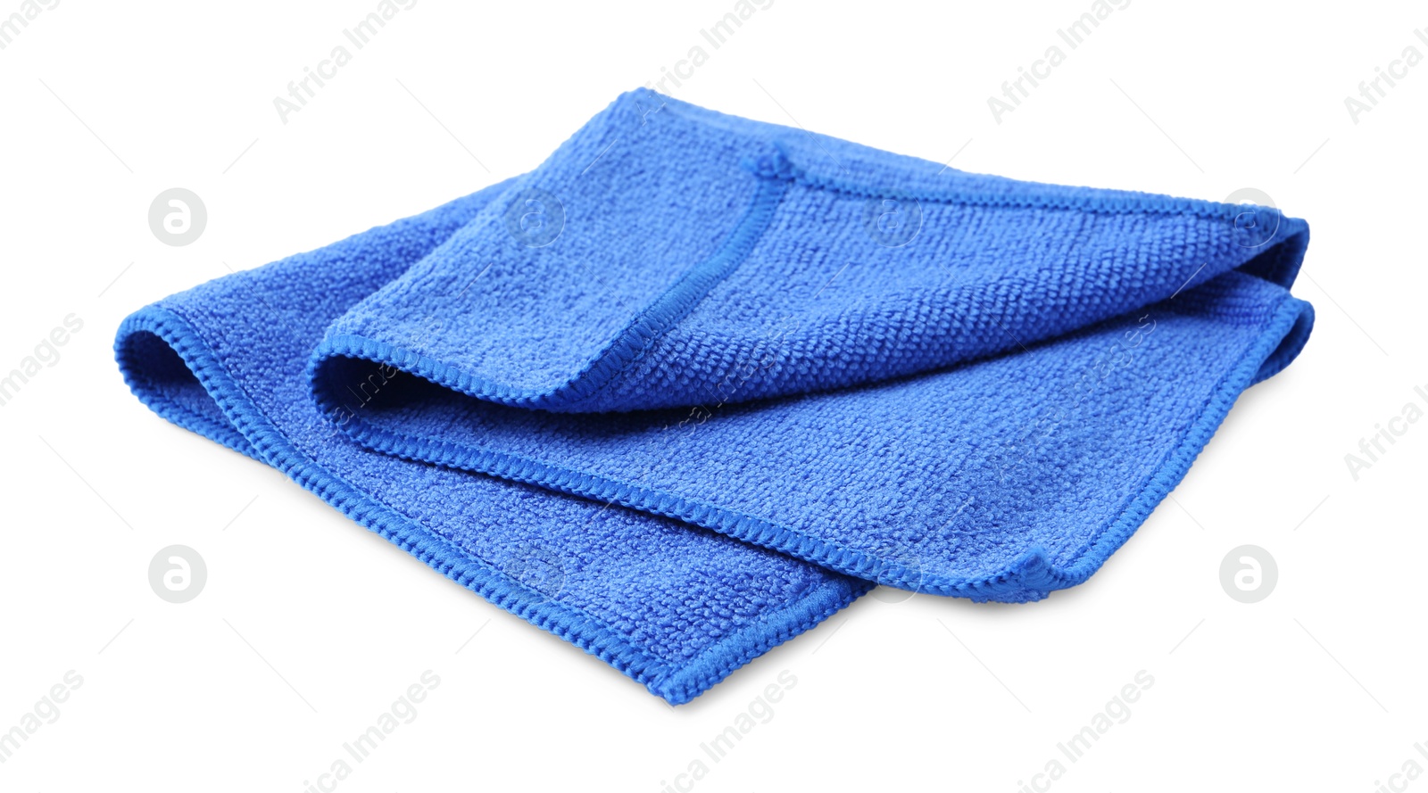 Photo of Clean blue microfiber cloth isolated on white