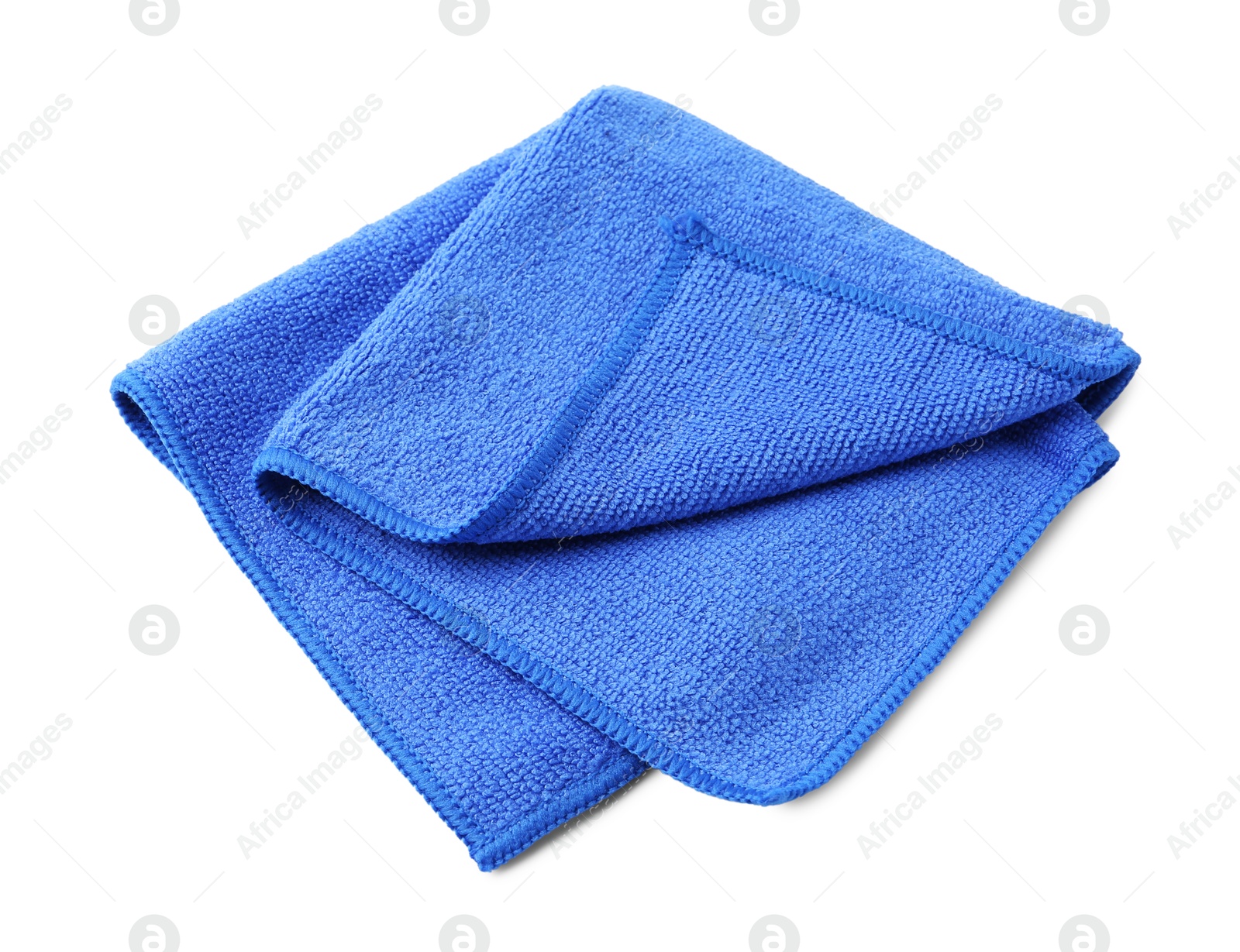 Photo of Clean blue microfiber cloth isolated on white