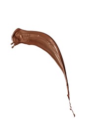 Image of Splash of chocolate milkshake in air on white background