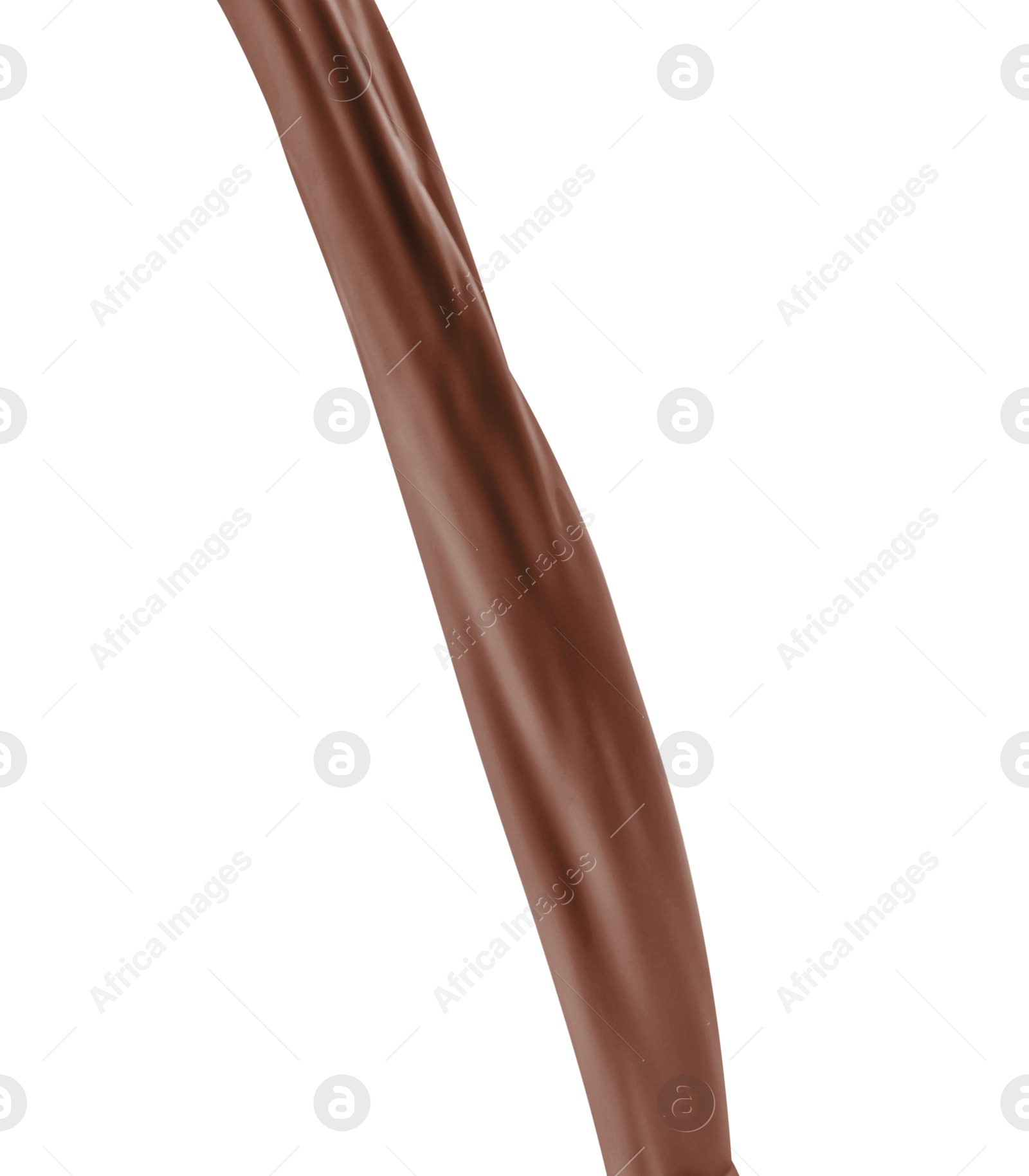 Image of Flow of chocolate milkshake on white background