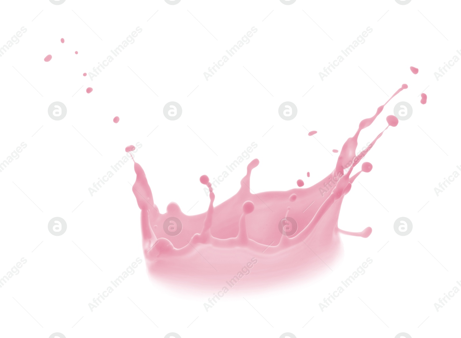 Image of Yummy strawberry milk shake splashing on white background