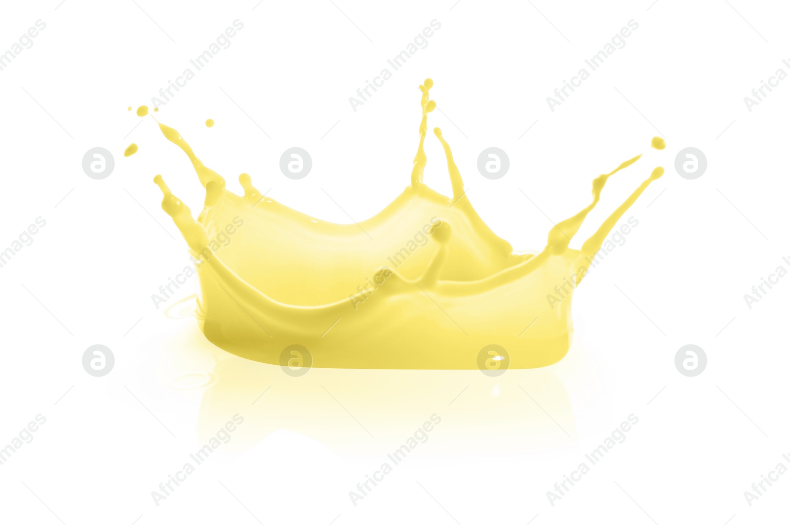 Image of Yummy banana or vanilla milk shake splashing on white background