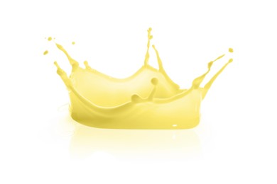 Image of Yummy banana or vanilla milk shake splashing on white background