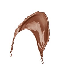 Image of Splash of chocolate milkshake in air on white background