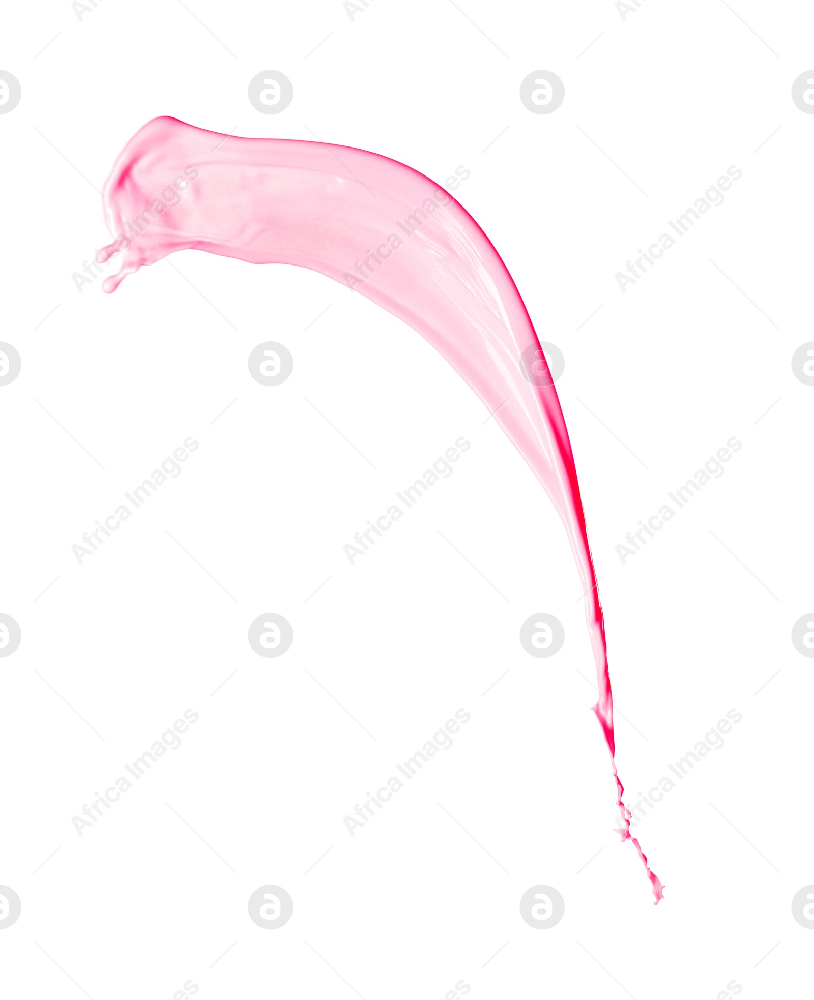 Image of Splash of strawberry milkshake in air on white background