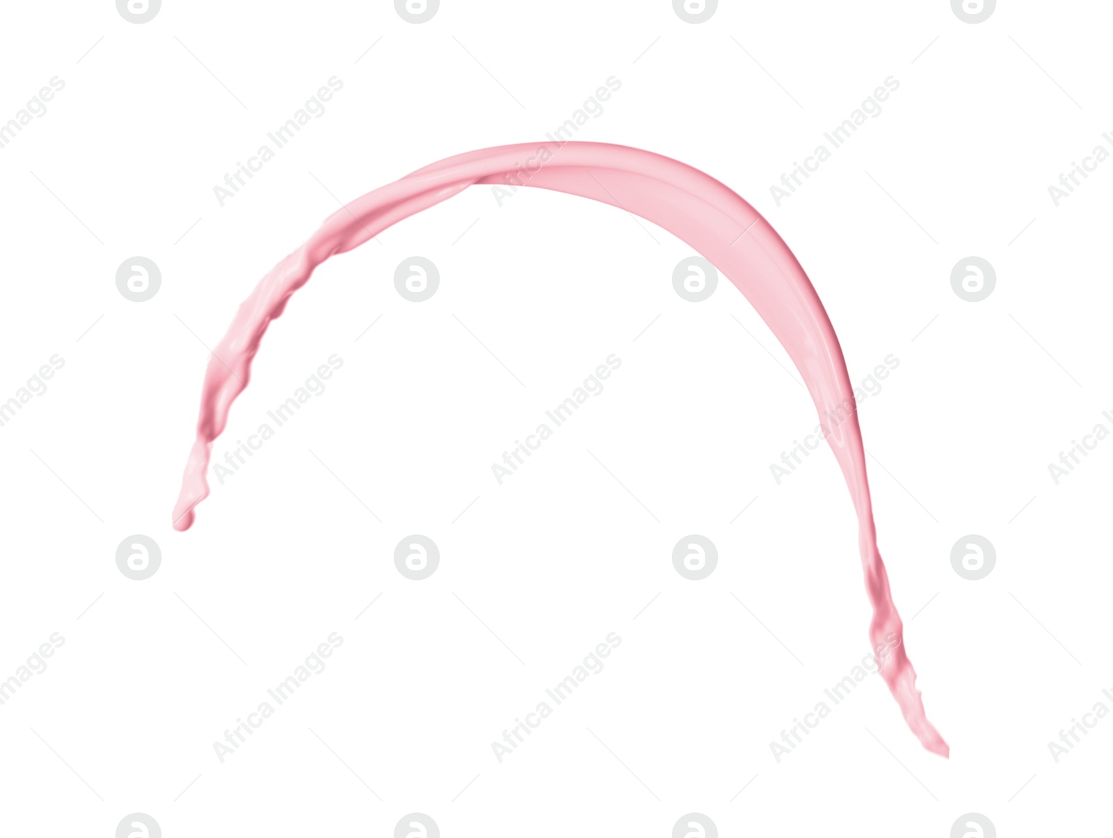 Image of Splash of strawberry milkshake in air on white background