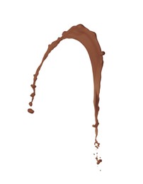 Image of Splash of chocolate milkshake in air on white background