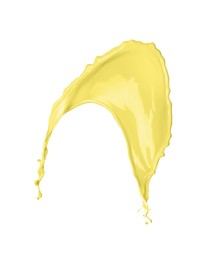 Image of Splash of banana or vanilla milkshake in air on white background