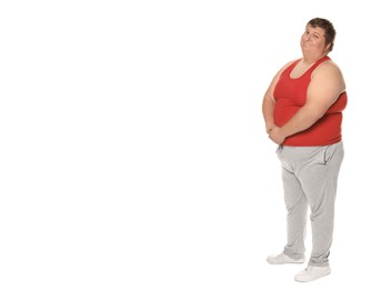 Image of Full length portrait of overweight man on white background