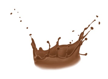 Image of Yummy chocolate milk shake splashing on white background