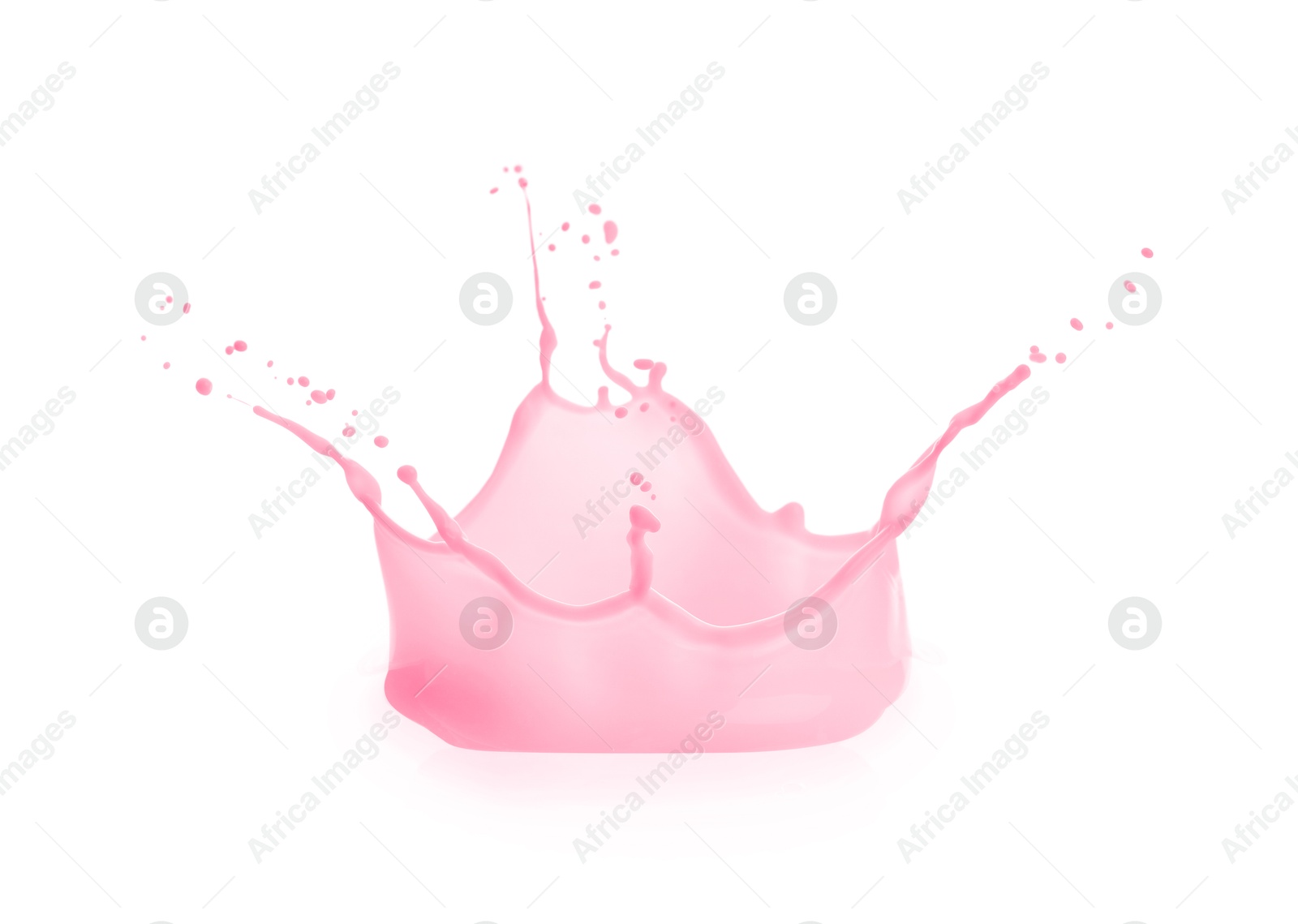 Image of Yummy strawberry milk shake splashing on white background