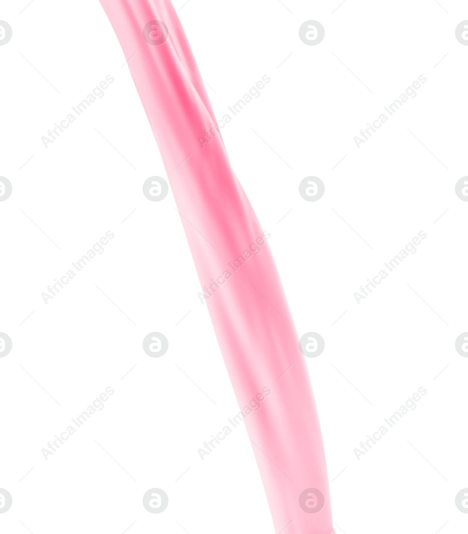 Image of Flow of strawberry milkshake on white background