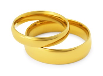 Beautiful golden wedding rings isolated on white