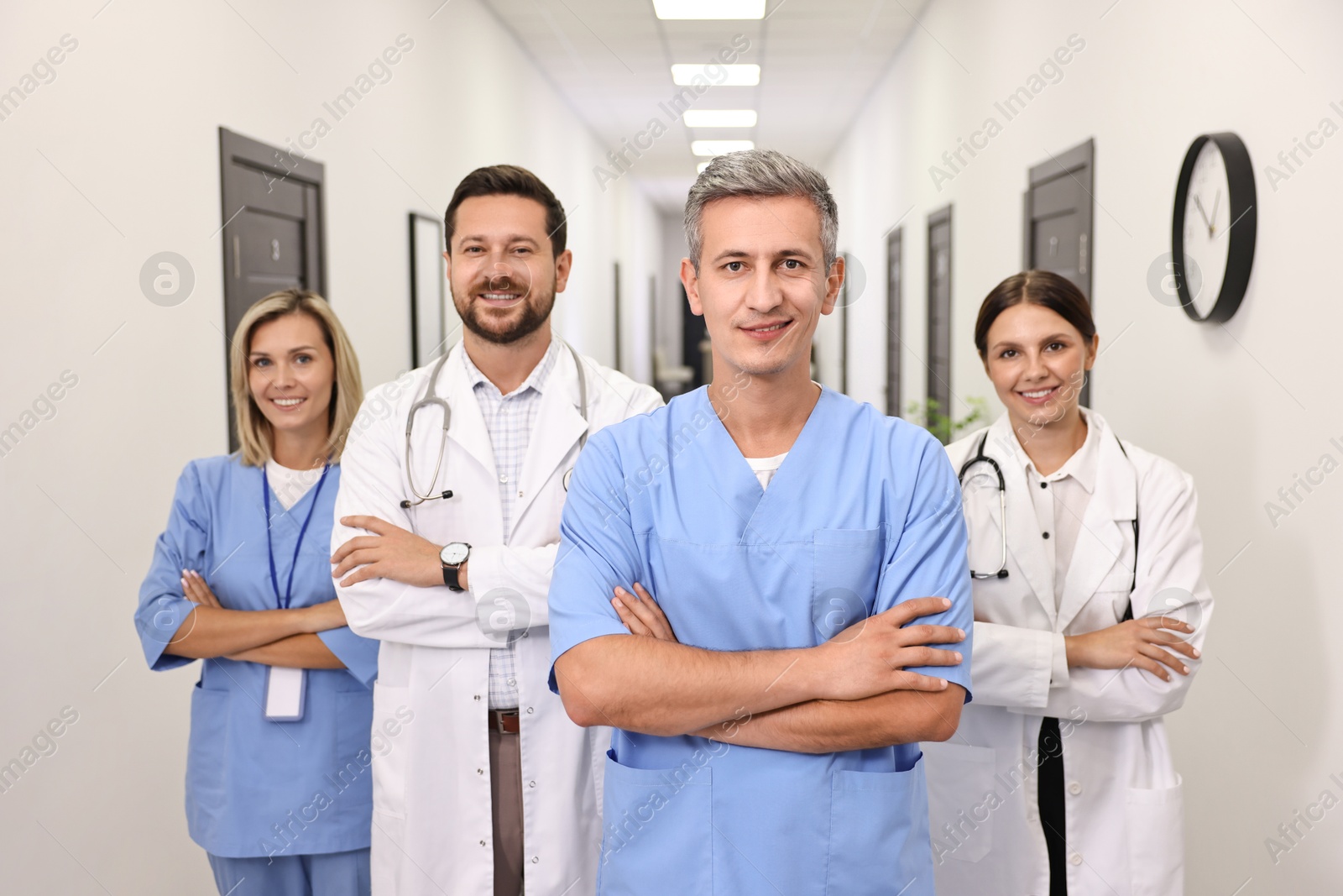 Photo of Portrait of smiling healthcare workers in hospital