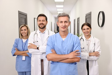 Photo of Portrait of smiling healthcare workers in hospital