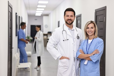 Photo of Healthcare workers in hospital, selective focus. Medical service