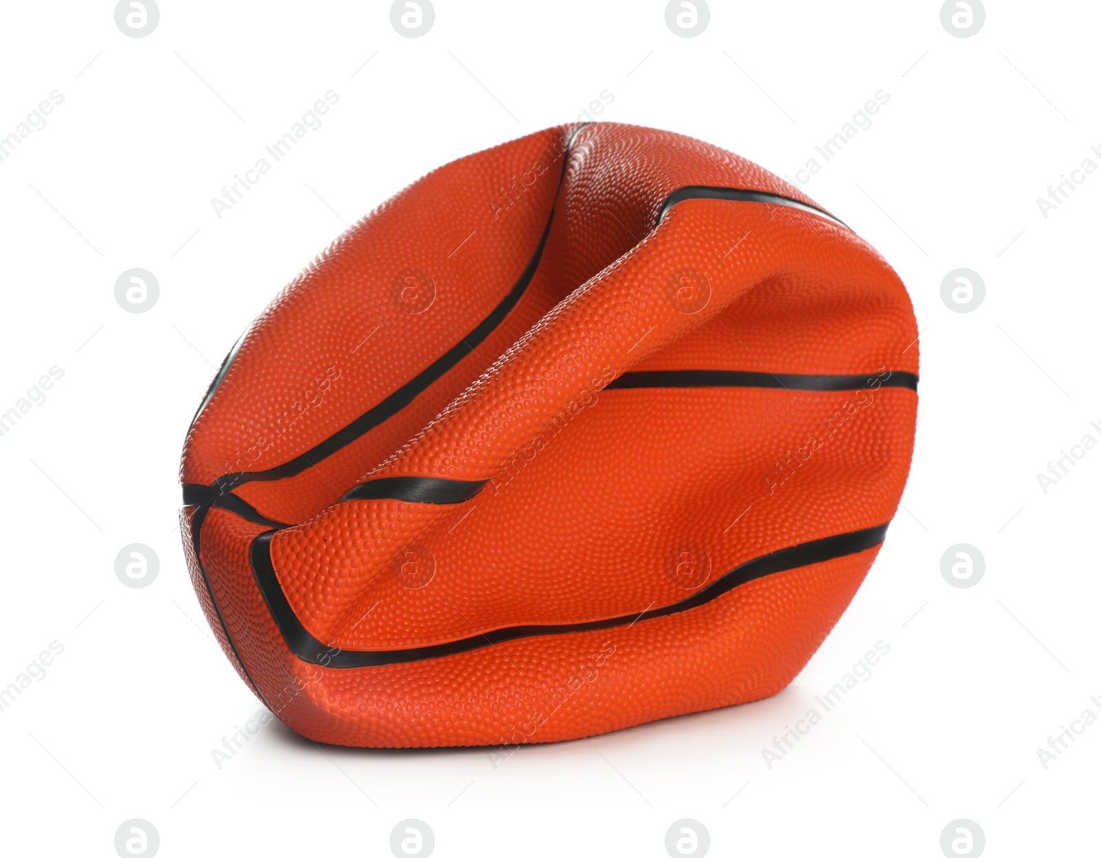 Photo of One deflated basketball ball isolated on white