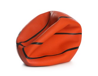 Photo of One deflated basketball ball isolated on white