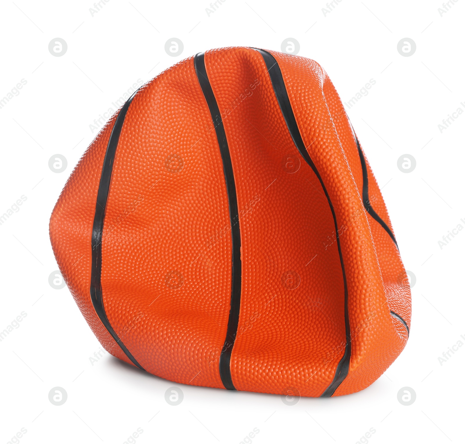 Photo of One deflated basketball ball isolated on white