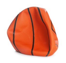 Photo of One deflated basketball ball isolated on white