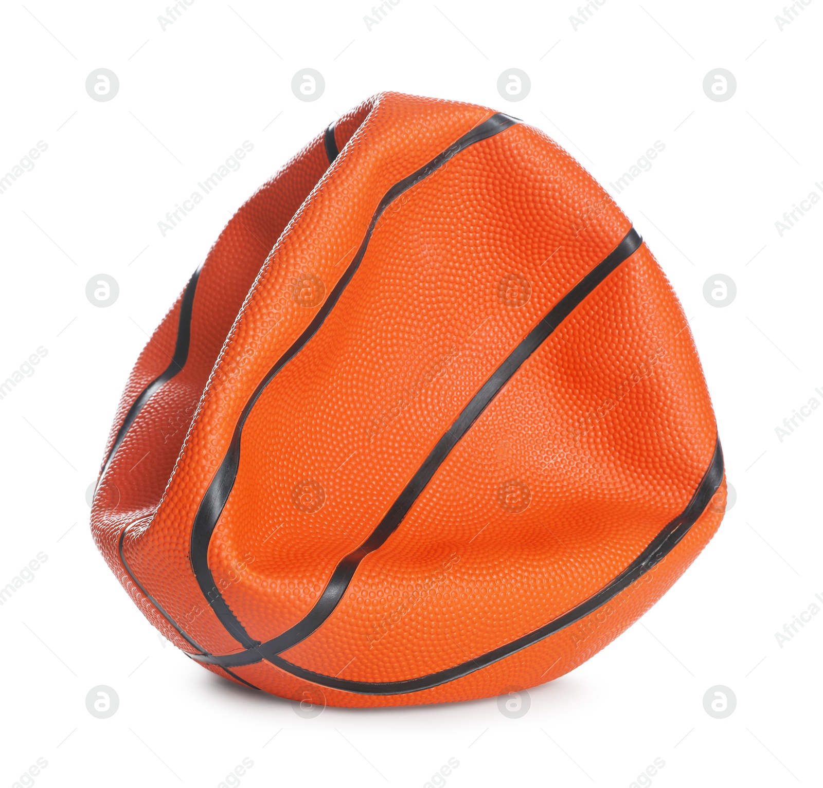 Photo of One deflated basketball ball isolated on white