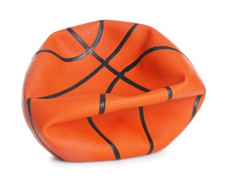 Photo of One deflated basketball ball isolated on white