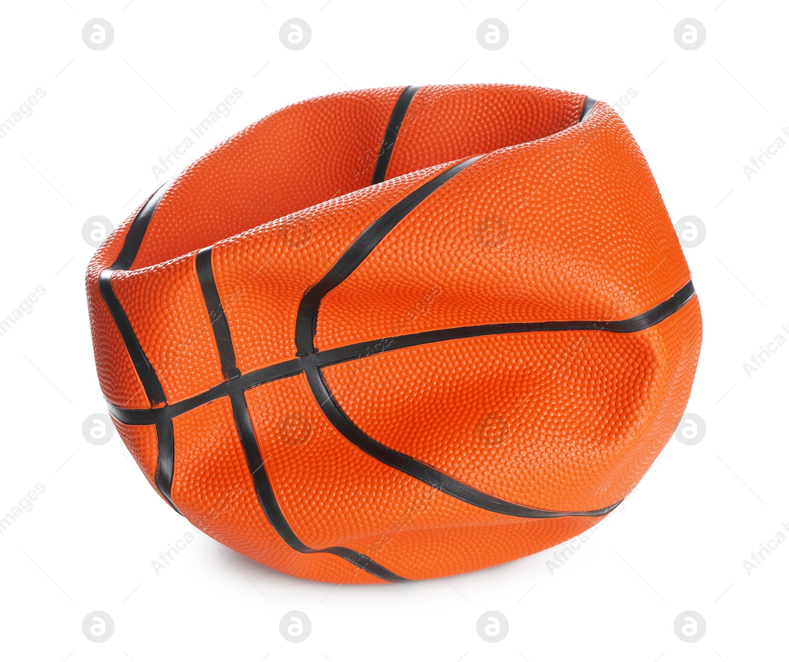 Photo of One deflated basketball ball isolated on white