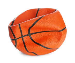 Photo of One deflated basketball ball isolated on white