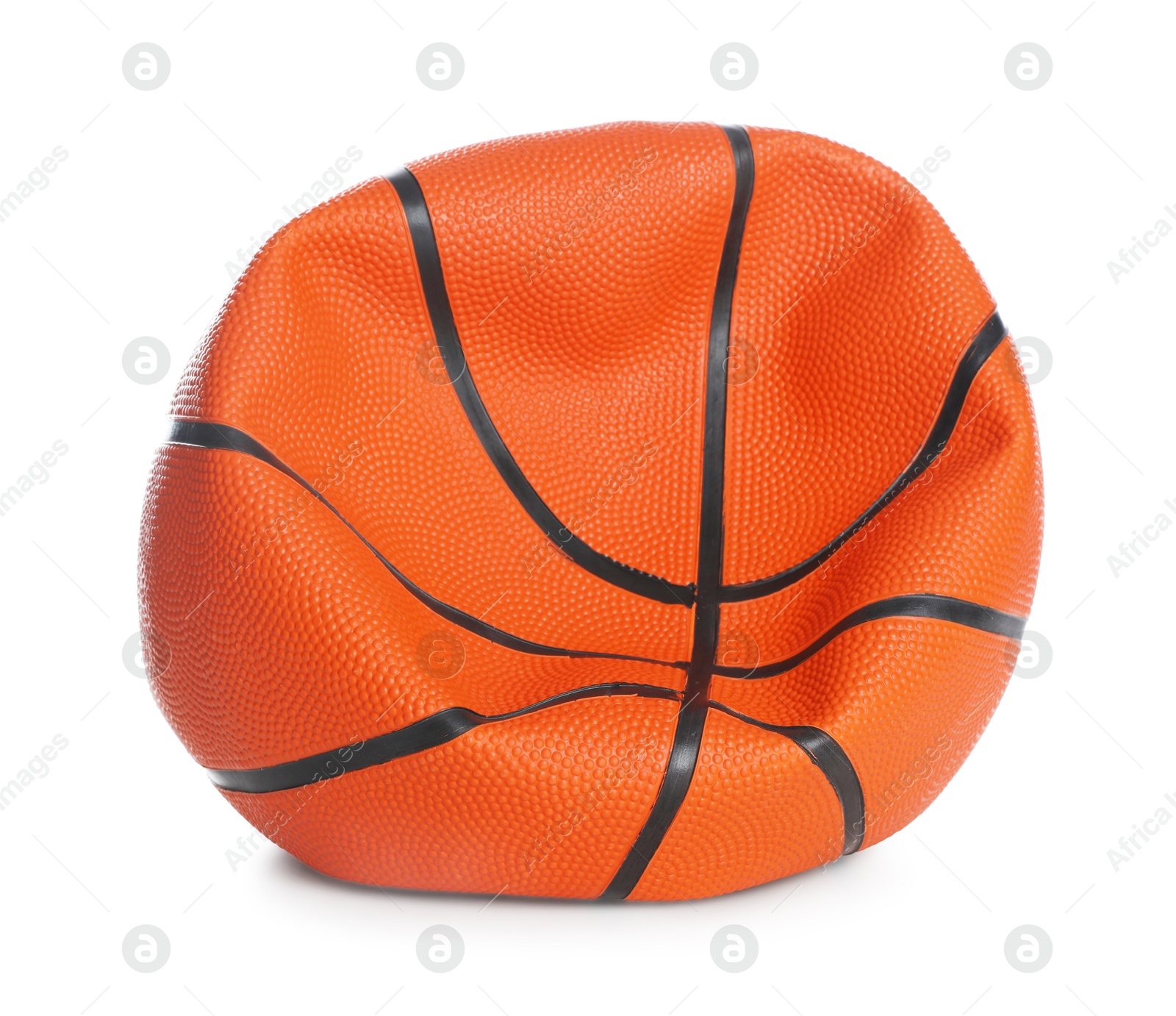 Photo of One deflated basketball ball isolated on white