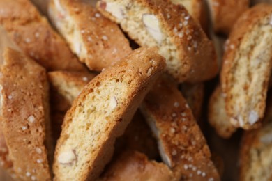 Photo of Traditional Italian almond biscuits (Cantucci), closeup view