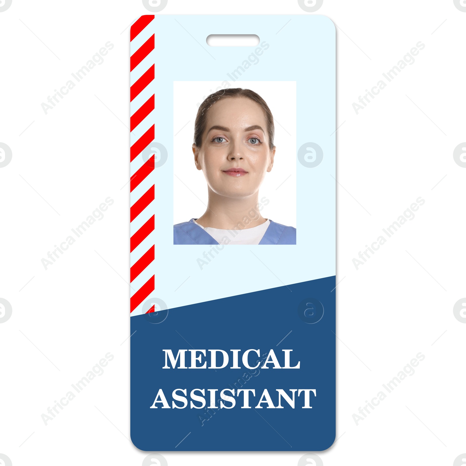 Image of Medical assistant badge with photo of woman on white background