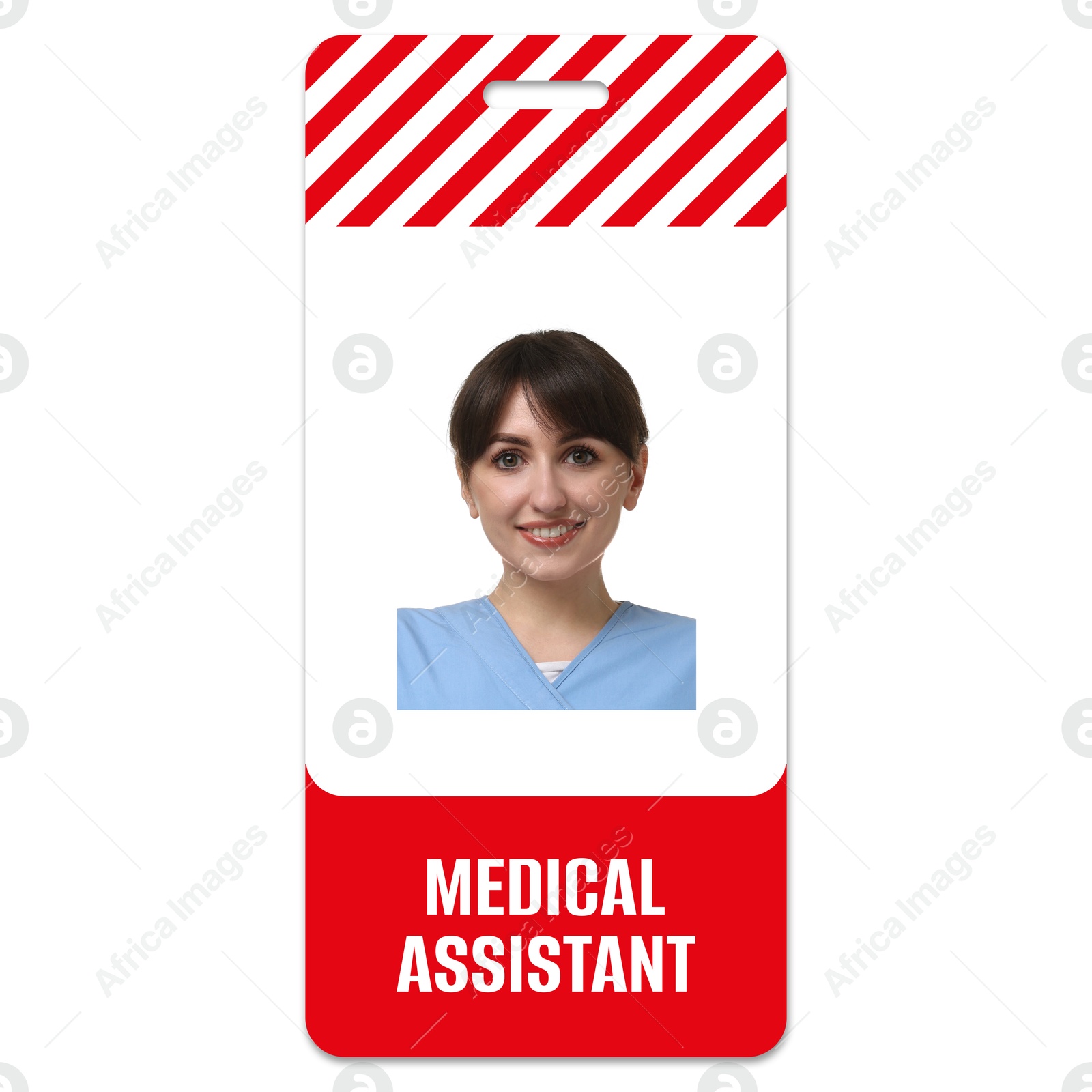 Image of Medical assistant badge with photo of woman on white background