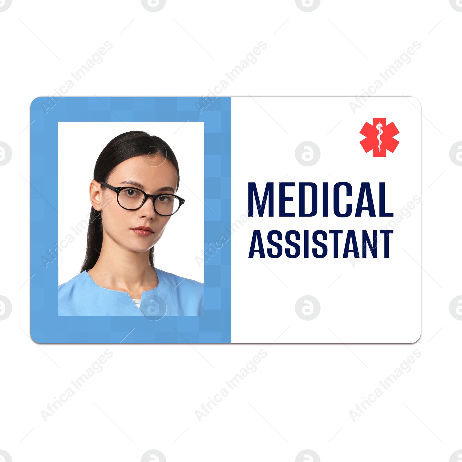 Image of Medical assistant badge with photo of woman on white background