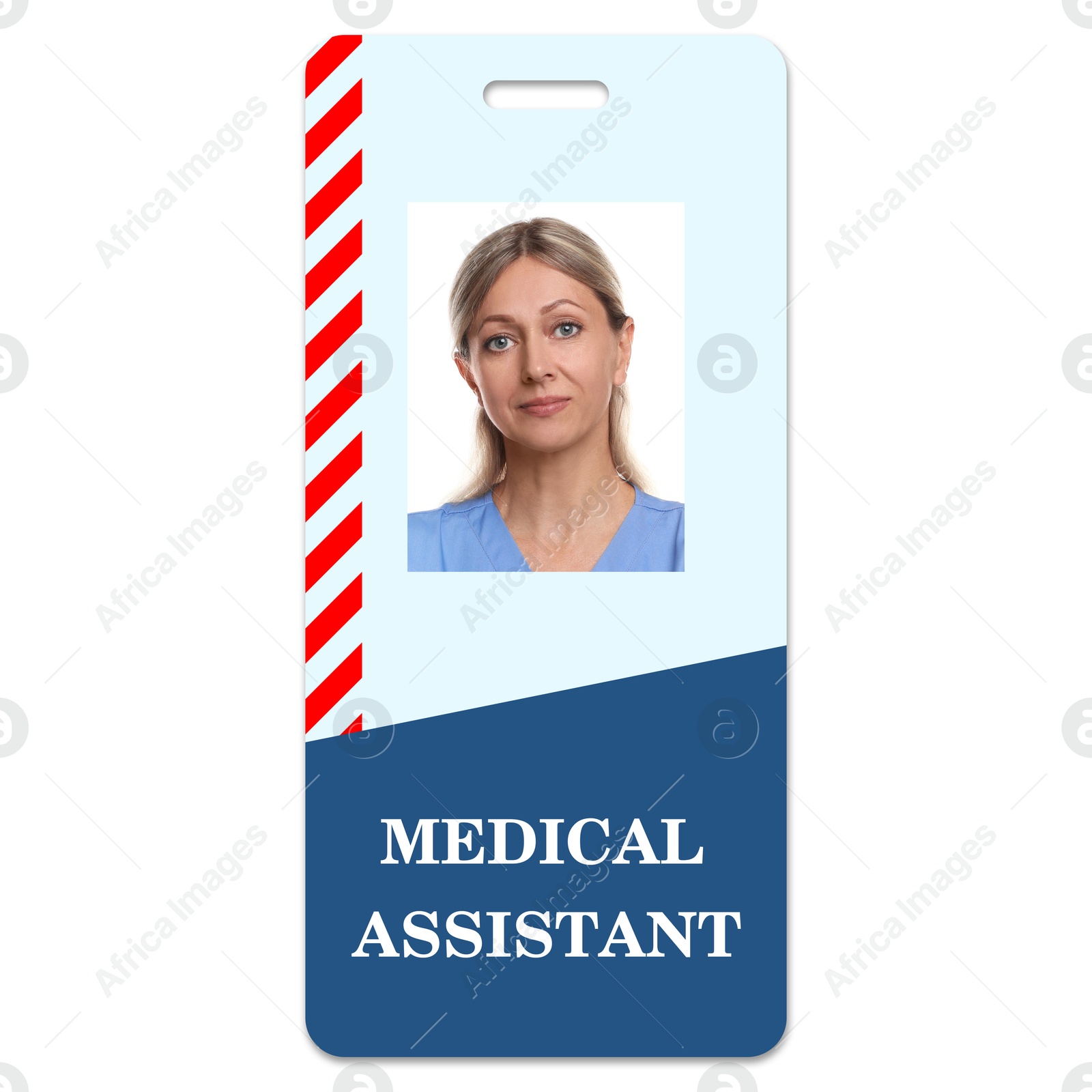 Image of Medical assistant badge with photo of woman on white background