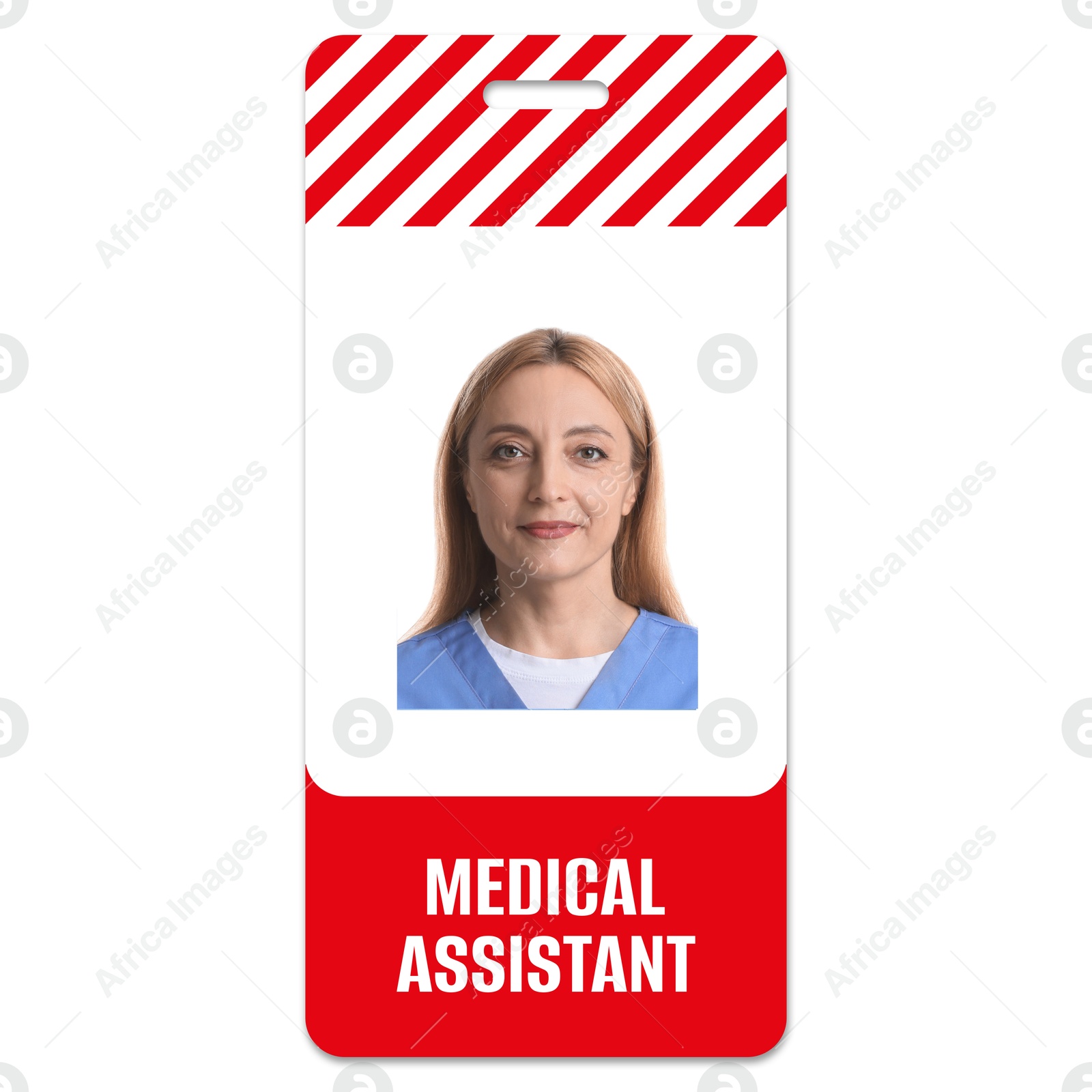 Image of Medical assistant badge with photo of woman on white background