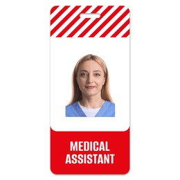 Image of Medical assistant badge with photo of woman on white background