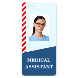 Image of Medical assistant badge with photo of woman on white background